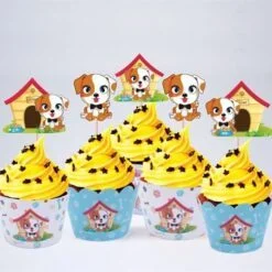 Vỏ bánh cupcake bé trai tuổi chó
