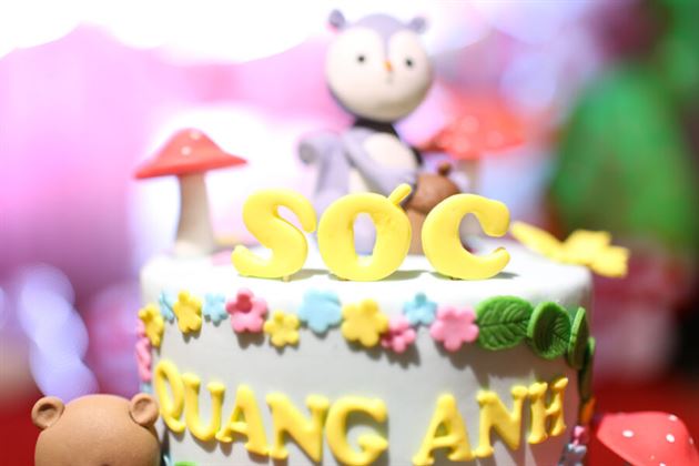 Bánh kem sinh nhật bé Quang Anh hình chú sóc
