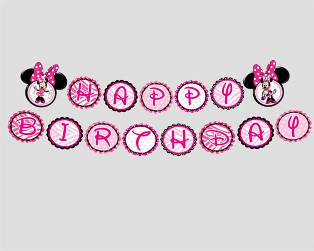 Dây chữ Happy Birthday Minnie