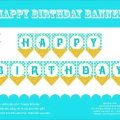 Dây chữ Happy Birthday màu xanh min vàng