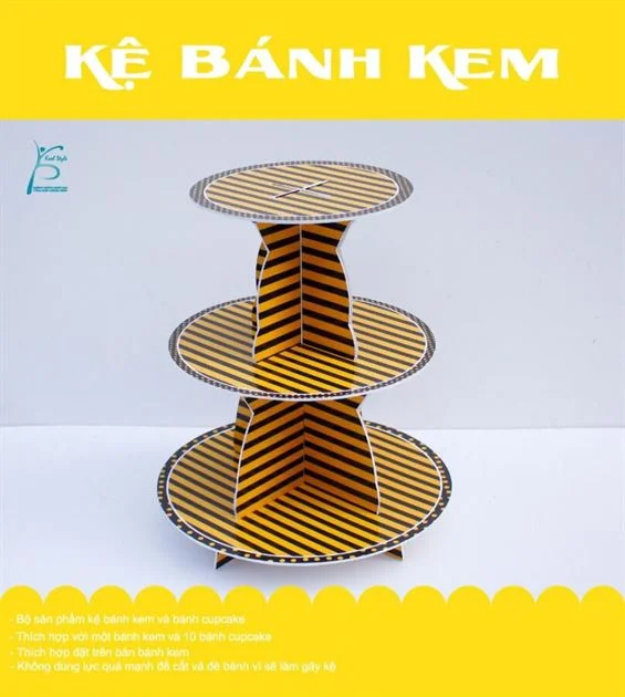 Bộ kệ bánh kem màu vàng đen