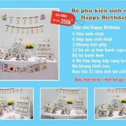 Set phụ kiện trang trí thôi nôi Happy Birthday