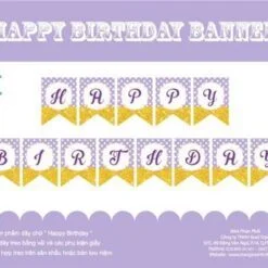 Dây chữ Happy Birthday màu tím chấm bi