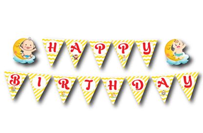 Dây chữ Happy Birthday baby boy màu vàng zigzag
