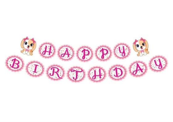 Dây chữ Happy Birthday bé gái tuổi chó