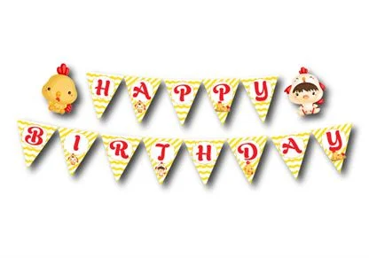 Tem dây chữ Happy Birthday bé trai tuổi gà