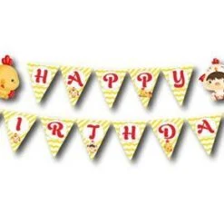 Tem dây chữ Happy Birthday bé trai tuổi gà
