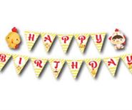 Tem dây chữ Happy Birthday bé trai tuổi gà