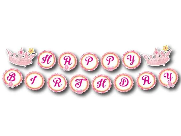 day chu happy birthday cong chua mau hong luoi Dây chữ Happy Birthday Công Chúa màu hồng lưới