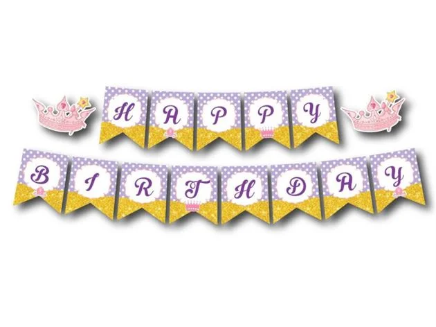 day chu happy birthday cong chua mau tim cham bi Dây chữ Happy Birthday Công Chúa màu tím chấm bi