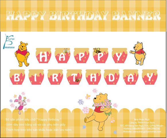 Dây Chữ Happy Birthday Gấu Pooh