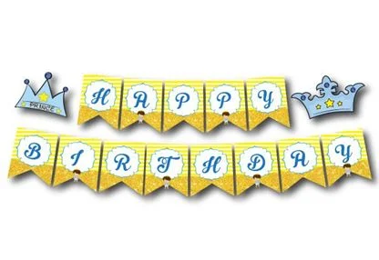 Dây chữ Happy Brthday Hoàng tử màu vàng hoàng gia