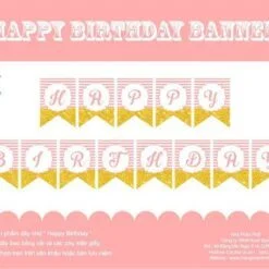 Dây chữ Happy Birthday màu hồng hoàng gia
