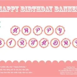 Dây chữ Happy Birthday màu hồng lưới
