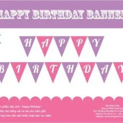 Dây chữ Happy Birthday màu hồng tím