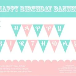 Dây chữ Happy Birthday màu hồng xanh min