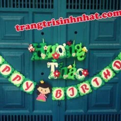Dây Chữ Happy Birthday vải nỉ và Tên Bé