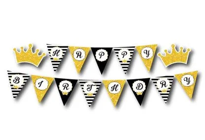 Dây chữ Happy Birthday vương miện bé gái