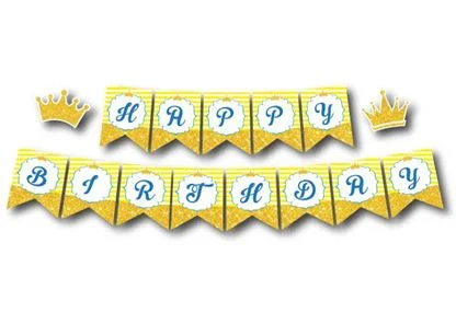 Dây chữ Happy Birthday Vương Miện Bé Trai màu vàng hoàng gia