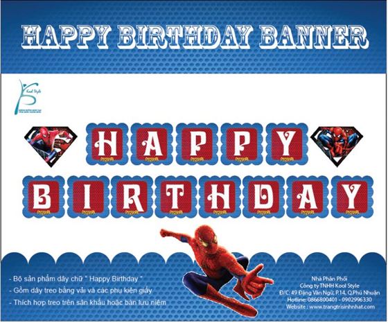 Dây Chữ Happy Birthday Spiderman