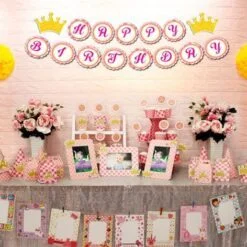 Full set vương miện bé gái màu hồng lưới