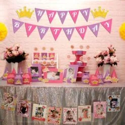 Full set vương miện bé gái màu hồng tím