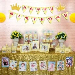 Full set vương miện bé trai màu vàng zigzag