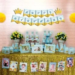 Full set vương miện bé trai màu xanh da trời