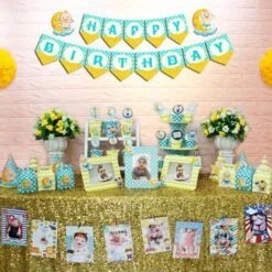 Full set baby boy màu xanh min vàng