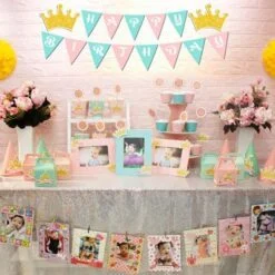 Full set vương miện bé gái màu hồng xanh min
