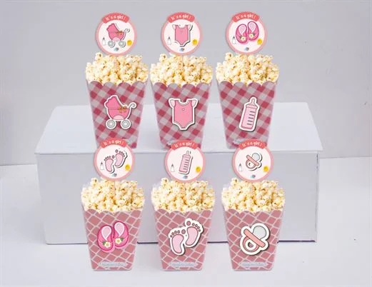 Hộp đựng bắp rang bơ baby girl màu hồng lưới