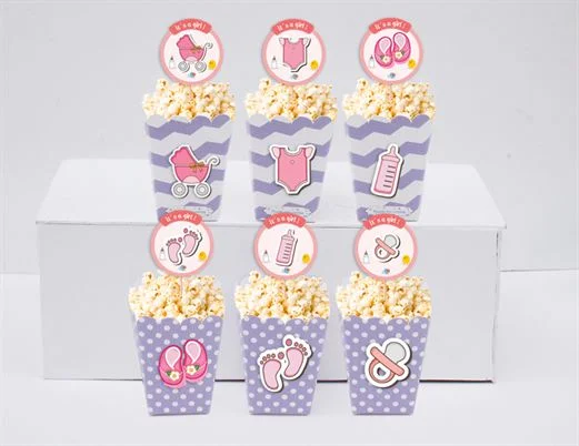 Hộp đựng bắp rang bơ baby girl màu tím chấm bi