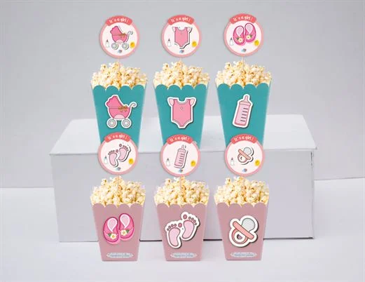 Hộp đựng bắp rang bơ baby girl màu xanh min hồng