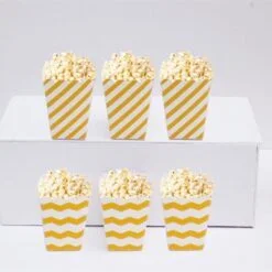 Hộp đựng bắp rang bơ màu vàng sọc zigzag