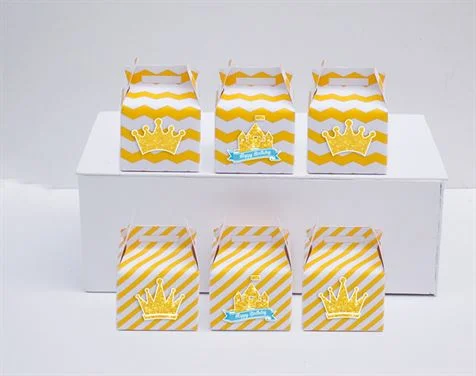 Hộp quà sinh nhật Vương Miện Bé Trai màu vàng zigzag