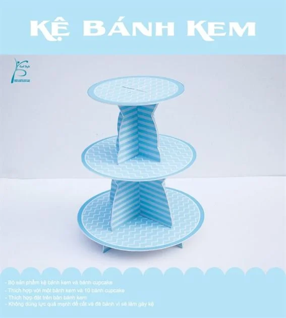 Bộ kệ bánh kem sinh nhật màu xanh da trời