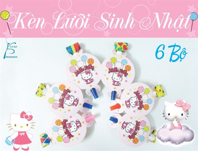 Hình kèn lưỡi sinh nhật mèo Hello Kitty