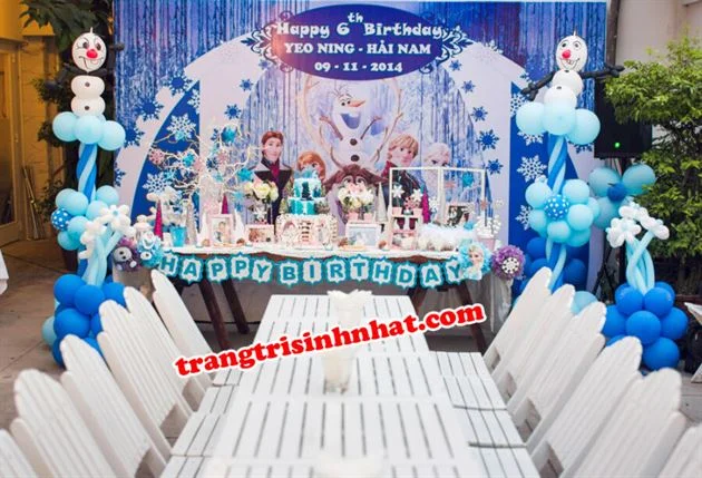 phongnensinhnhat-1383 không gian sinh nhật chủ đề Frozen