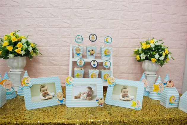 Set mini Baby Boy màu xanh da trời trang trí sinh nhật bé trai