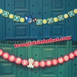 Dây Chữ Happy Birthday vải nỉ Mèo Tôm và Mèo Marrie