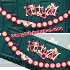 Dây Chữ Happy Birthday vải nỉ Kitty