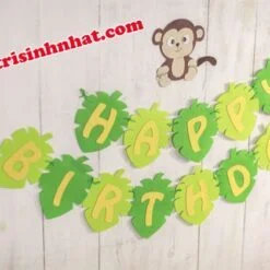 Dây Chữ Happy Birthday vải nỉ Rừng Xanh
