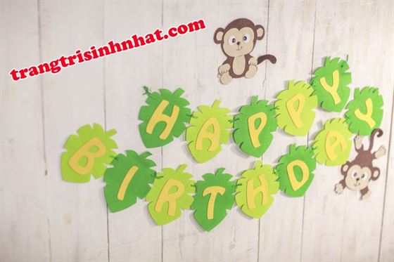 Dây Chữ Happy Birthday vải nỉ  Rừng Xanh