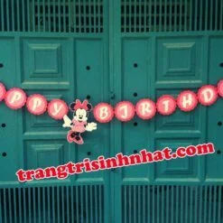 Dây Chữ Happy Birthday vải nỉ Minnie