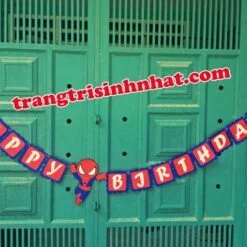 Dây Chữ Happy Birthday vải nỉ Spiderman