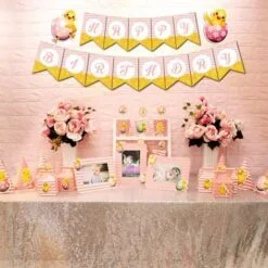 Set phụ kiện sinh nhật bé gái tuổi gà màu hồng hoàng gia