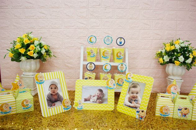 Set mini Baby Boy vàng hoàng gia trang trí sinh nhật bé trai