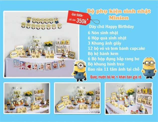 set-phu-kien-sinh-nhat-300k-minion-cho-be-trai Set phụ kiện trang trí thôi nôi Minion
