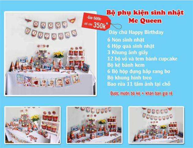 Set phụ kiện sinh nhật mc queen