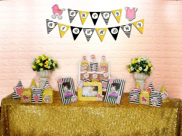set-phu-kien-sinh-nhat-baby-girl-den-kim-tuyen Set mini baby girl màu đen kim tuyến